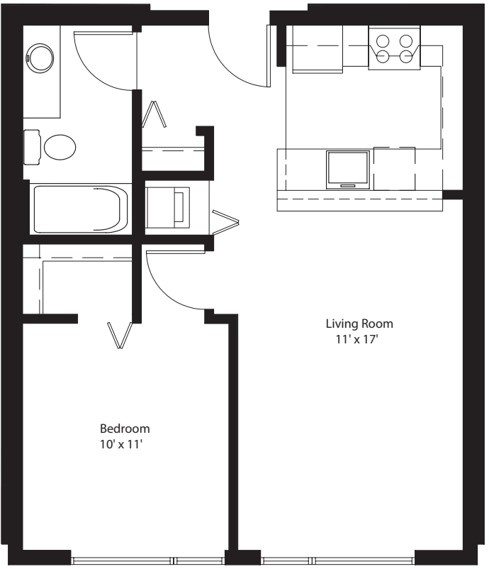 1 Bedroom F floor plan