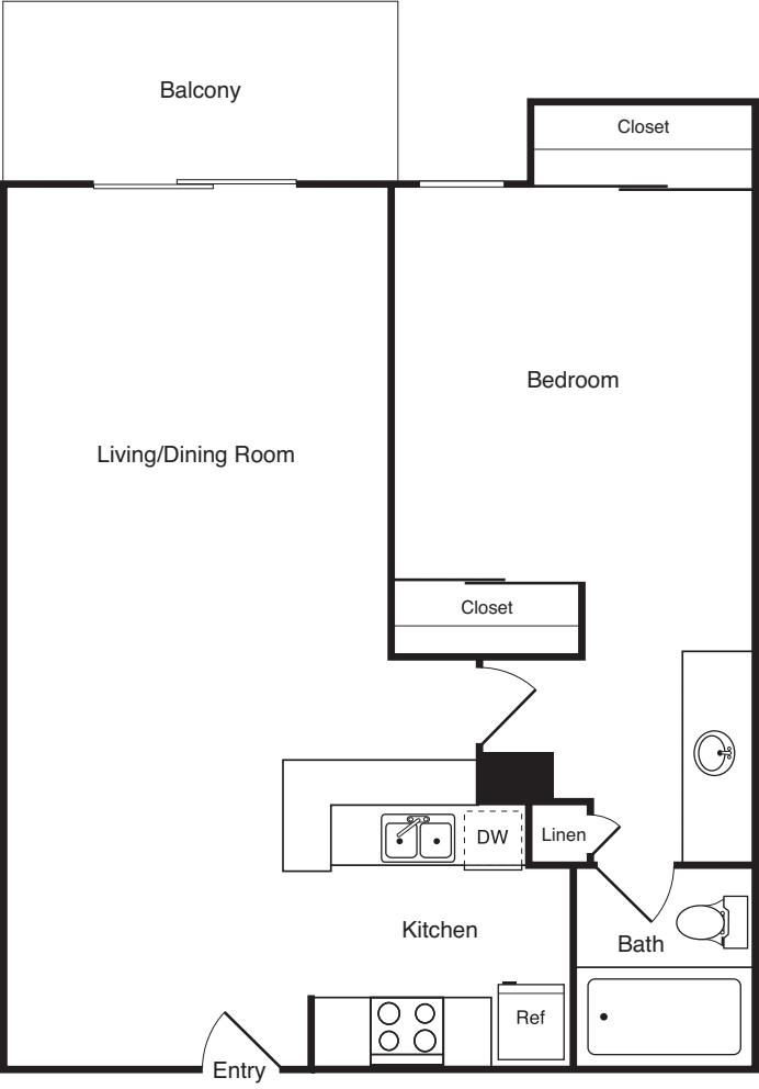 1 Bedroom A floor plan