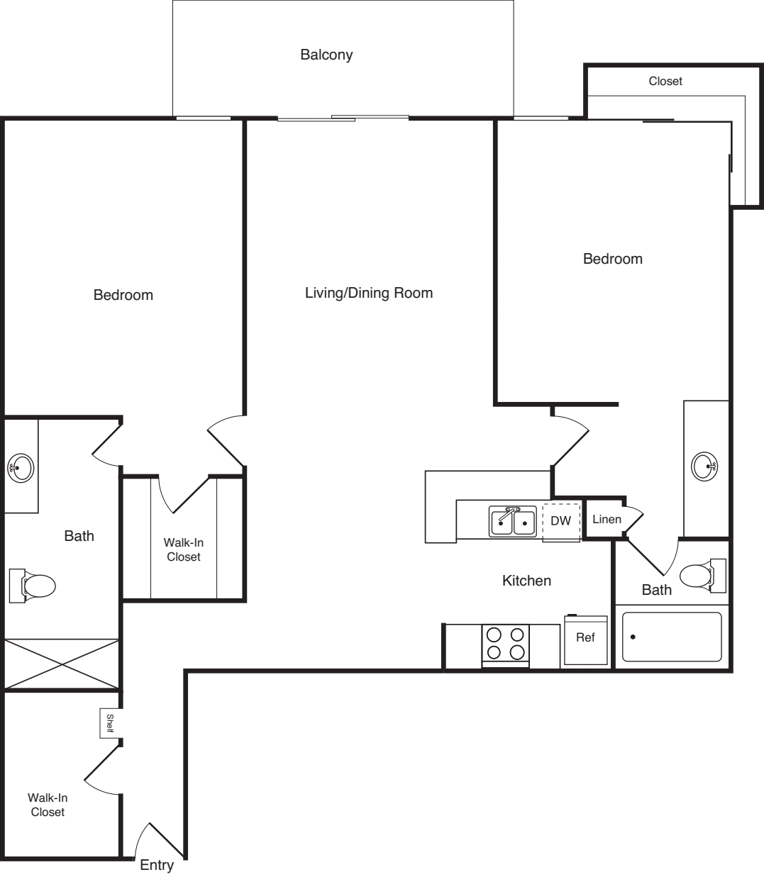 2 Bedroom D floor plan