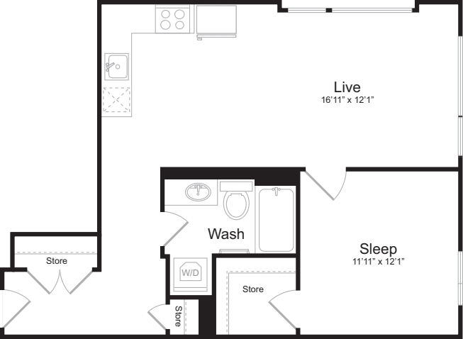 1 Bedroom A floor plan