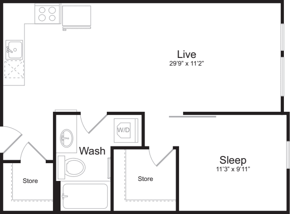 1 Bedroom D floor plan