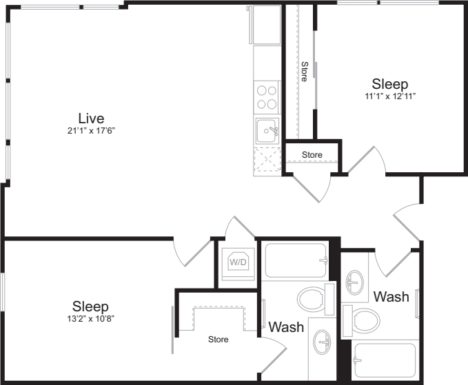 2 Bedroom A floor plan