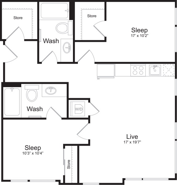 2 Bedroom B floor plan