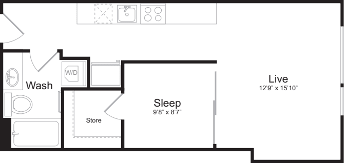 Open 1 Bedroom A floor plan