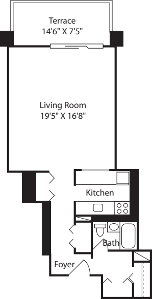 Longfellow Studio 16,3 floor plan