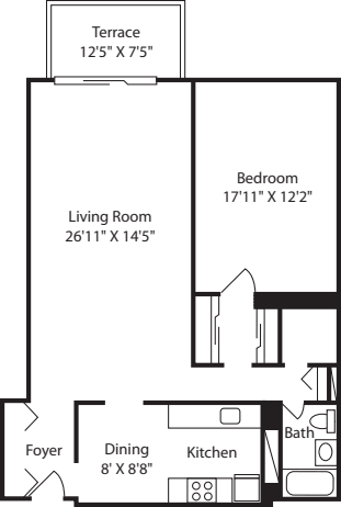 Longfellow One Bedroom -A floor plan