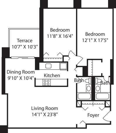Longfellow Two Bedroom floor plan