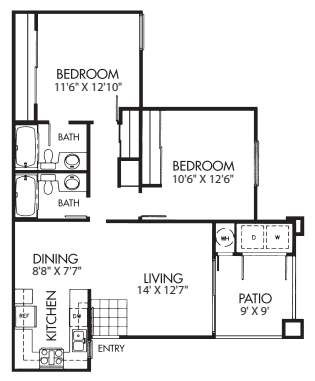 Two Bed Two Bath floor plan