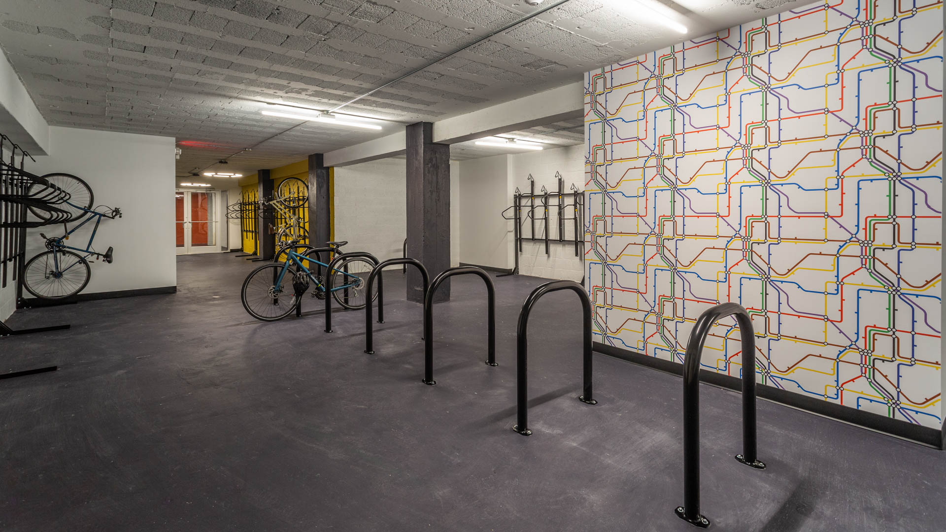 Bike room at 1500 Mass Apartments