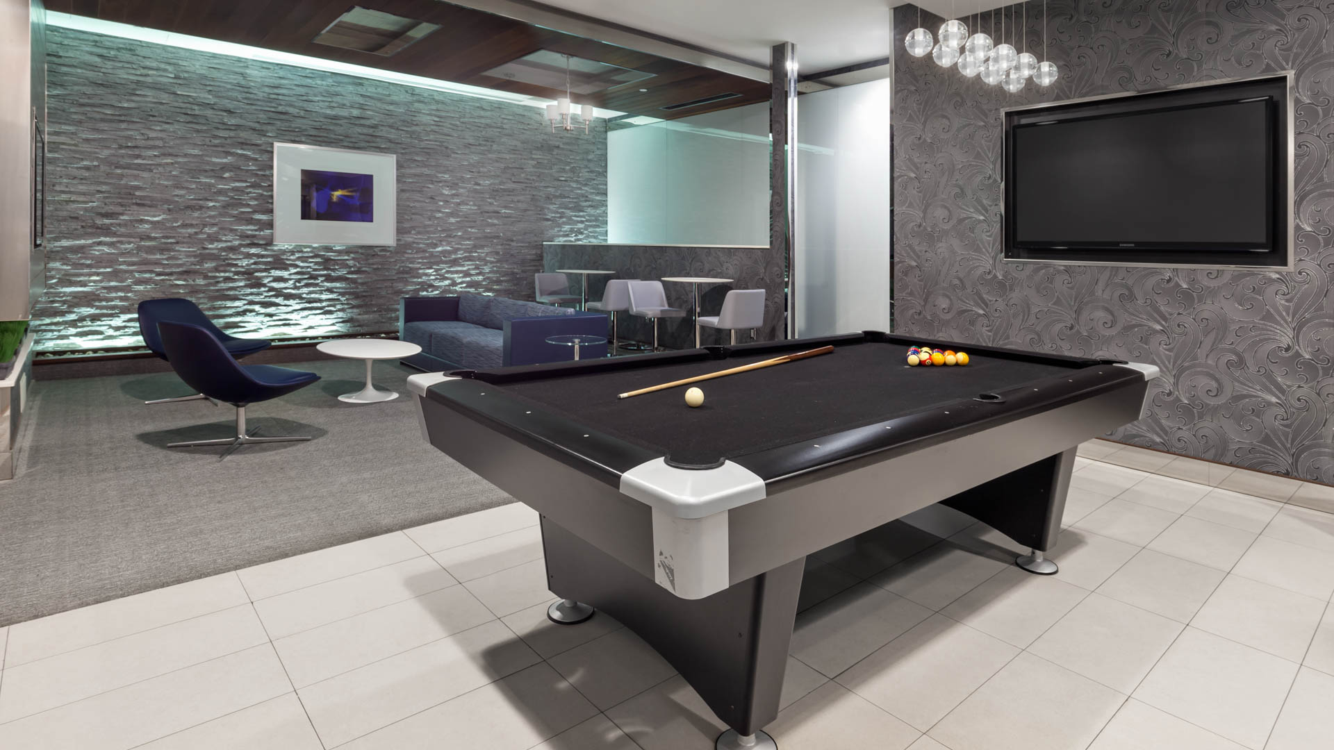 Game room at Mantena Apartments