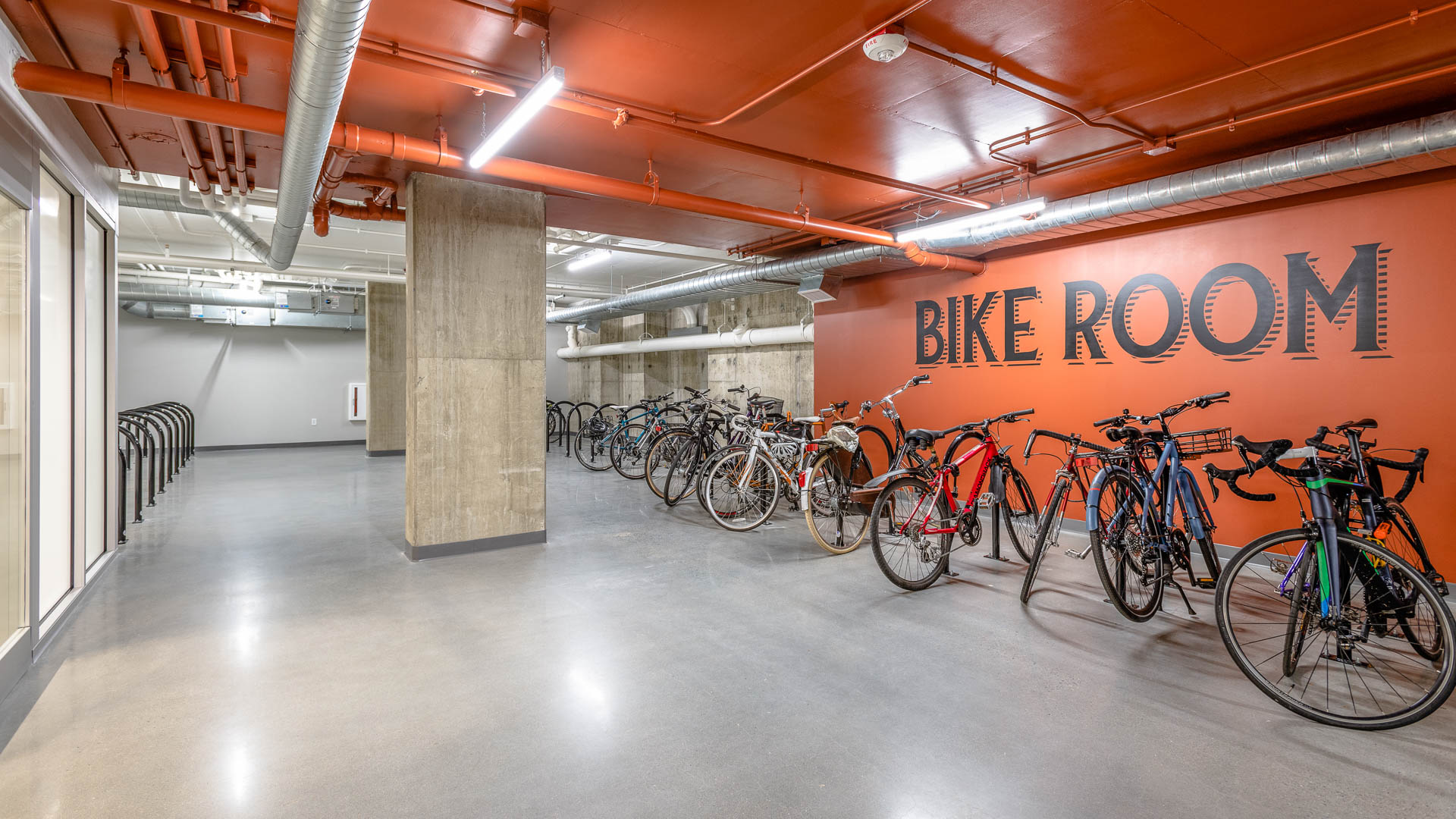 Bike room at Lofts at Kendall Square Apartments