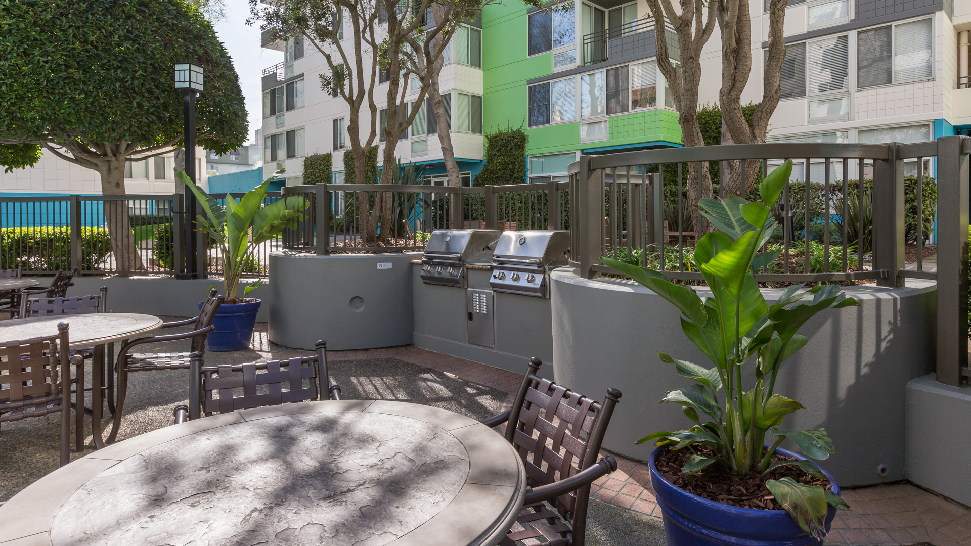 Grill area at SoMa Square Apartments