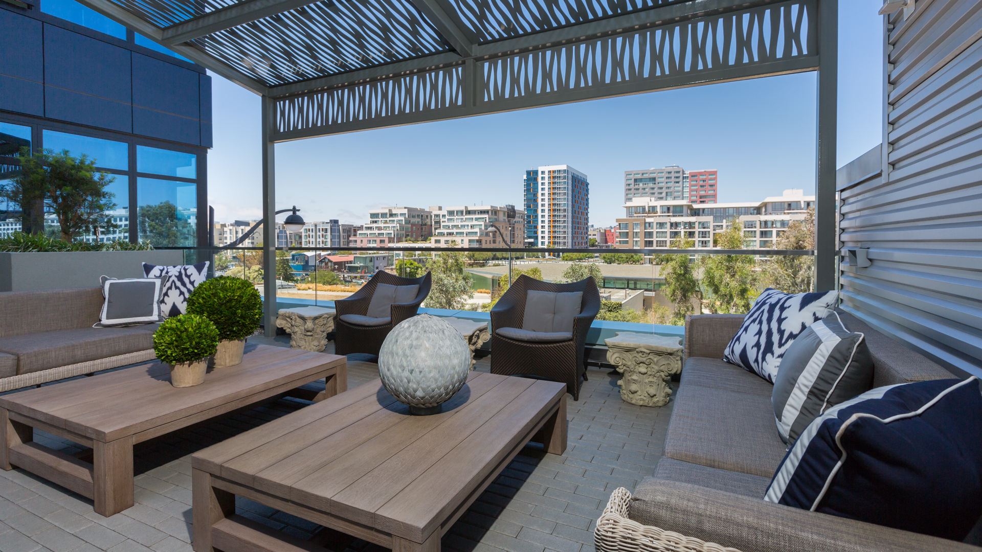 Roof deck at Azure Apartments