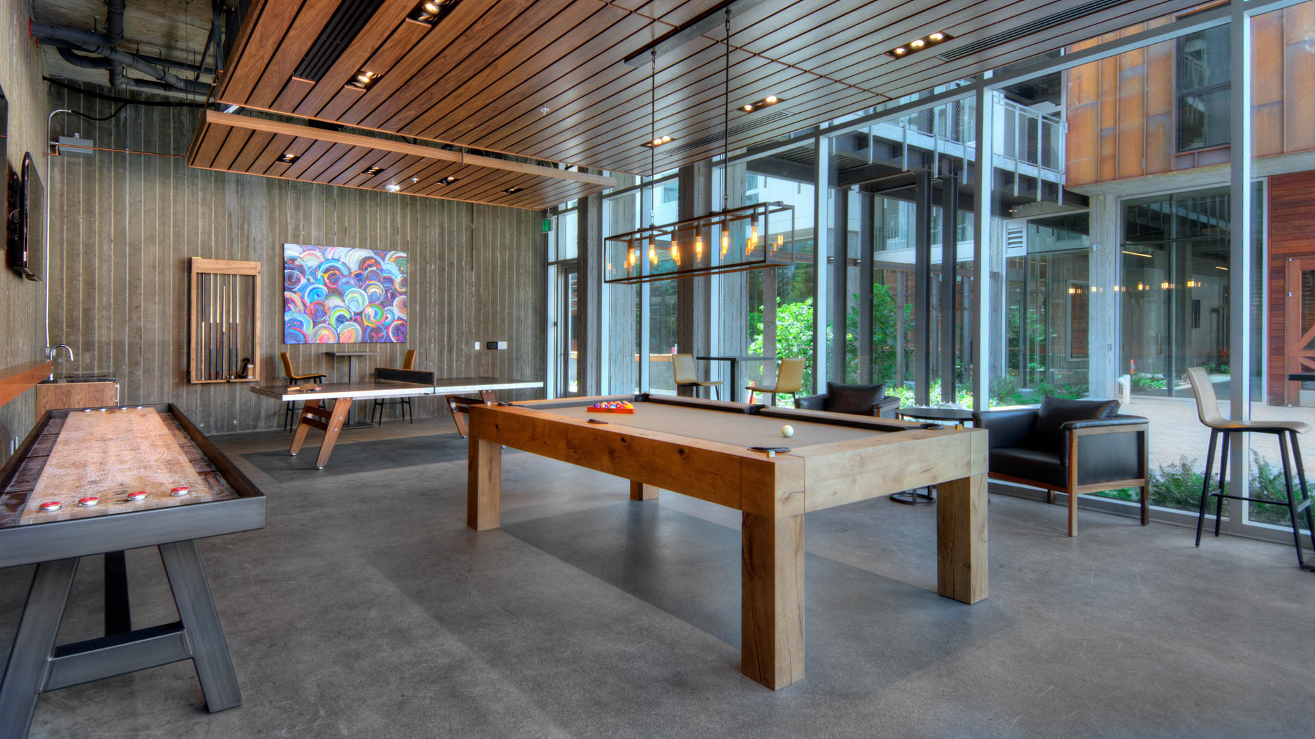 Game room at 855 Brannan Apartments