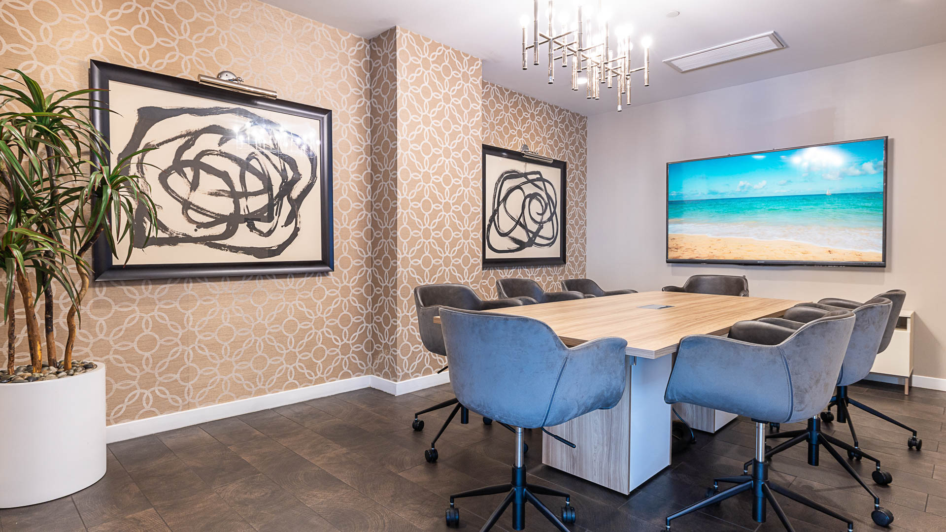 Work space at Radius Koreatown Apartments