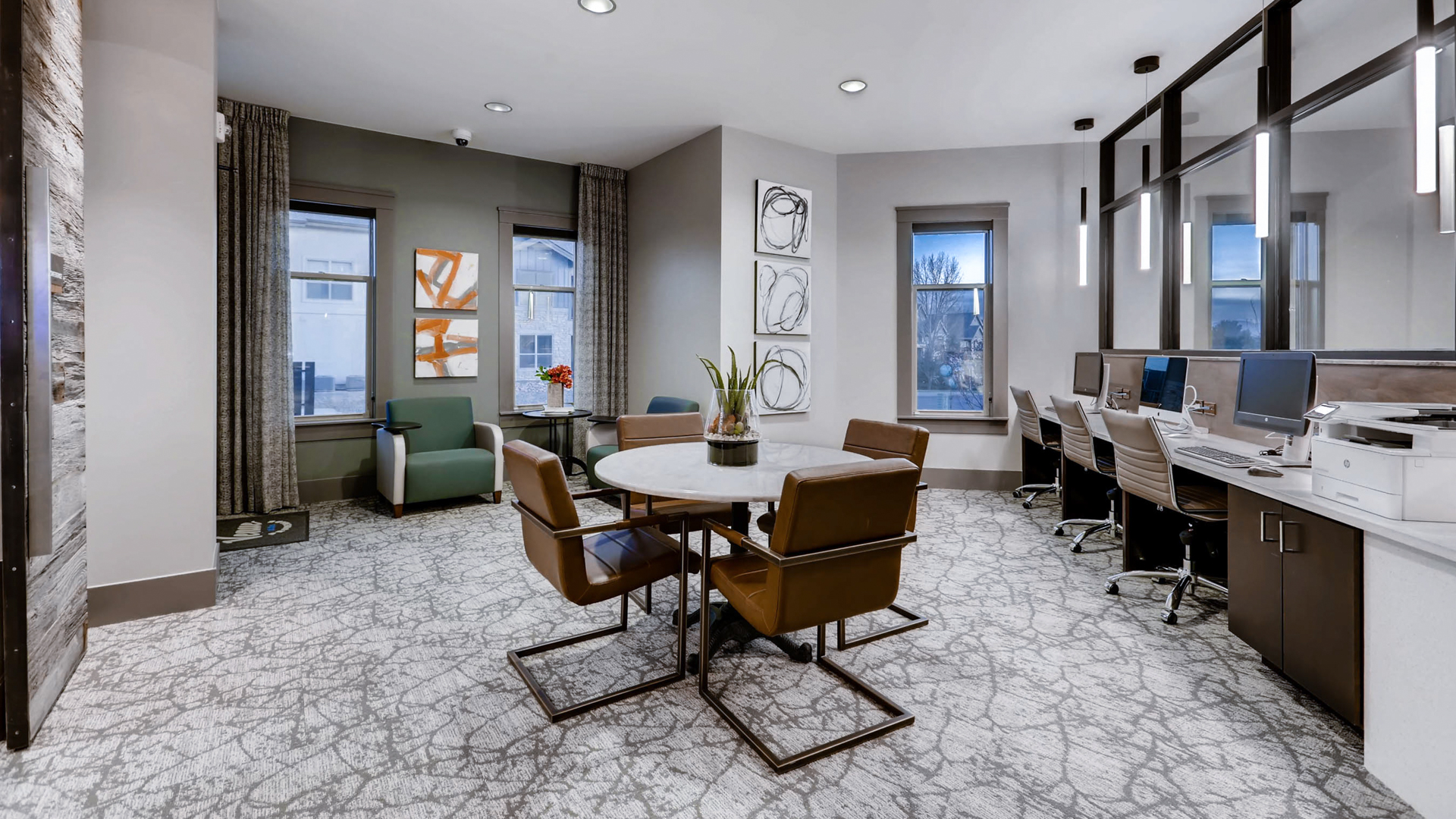 Business center at Venue at the Promenade Apartments