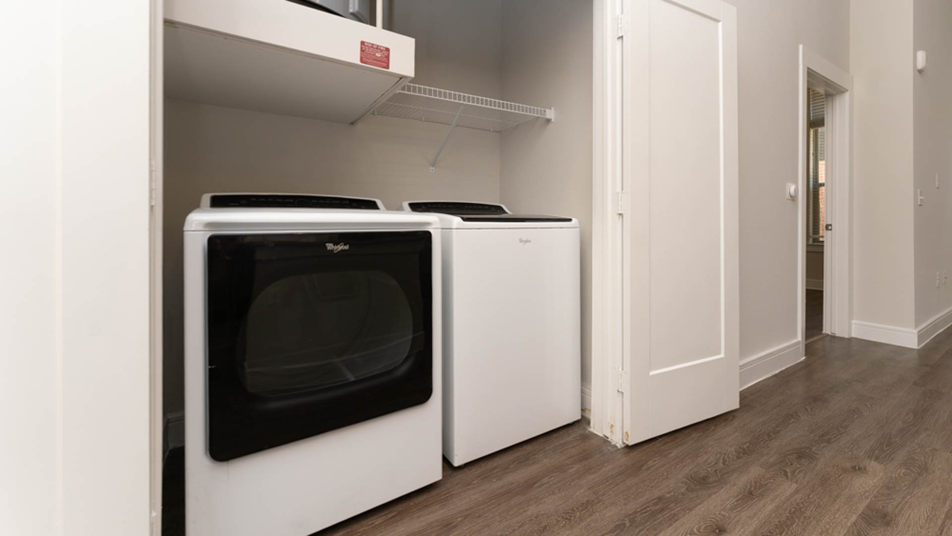 Laundry room at Flora Apartments