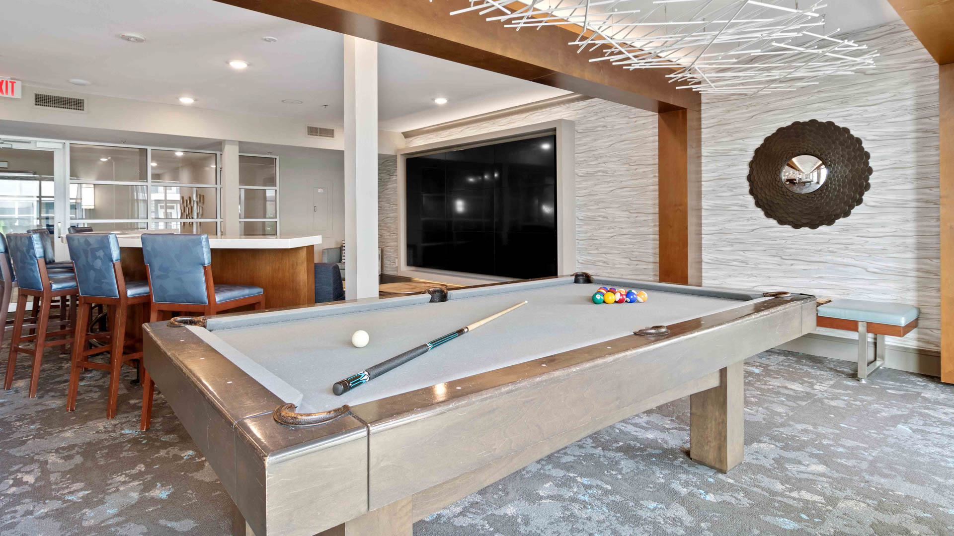 Game room at Juniper Sandy Springs Apartments