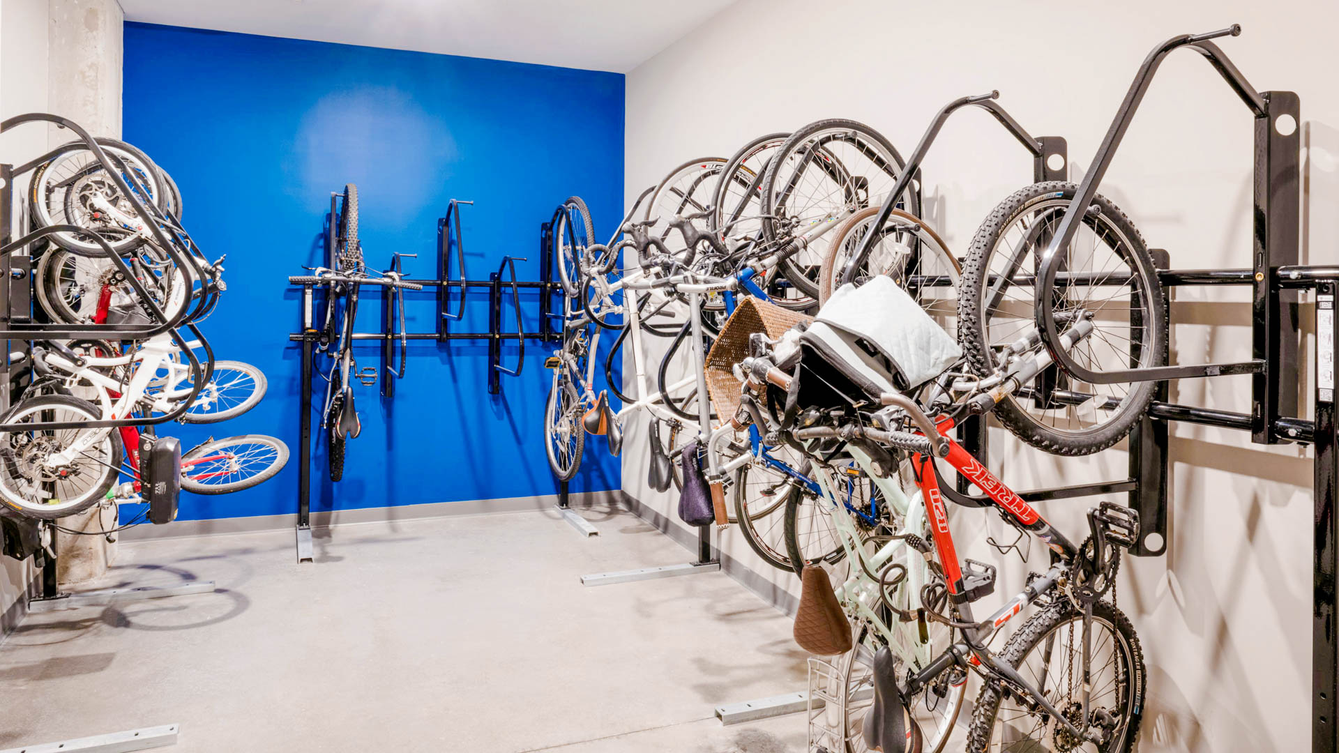 Bike room at The Baxter Apartments
