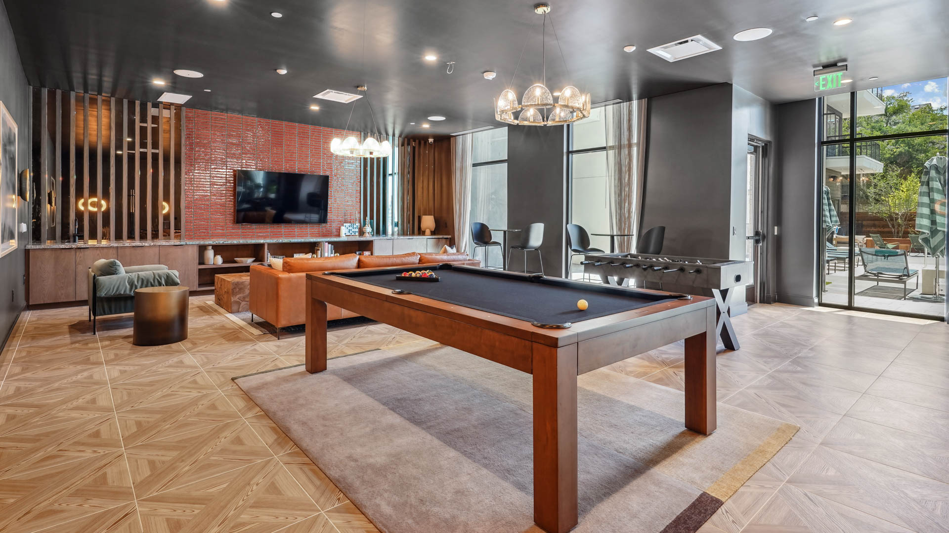 Game room at Lyle Apartments