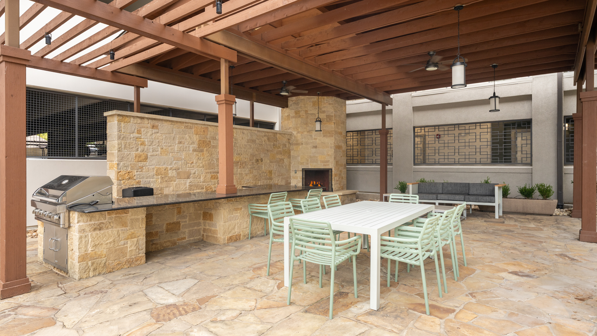 Grill area at Union at Carrollton Square Apartments