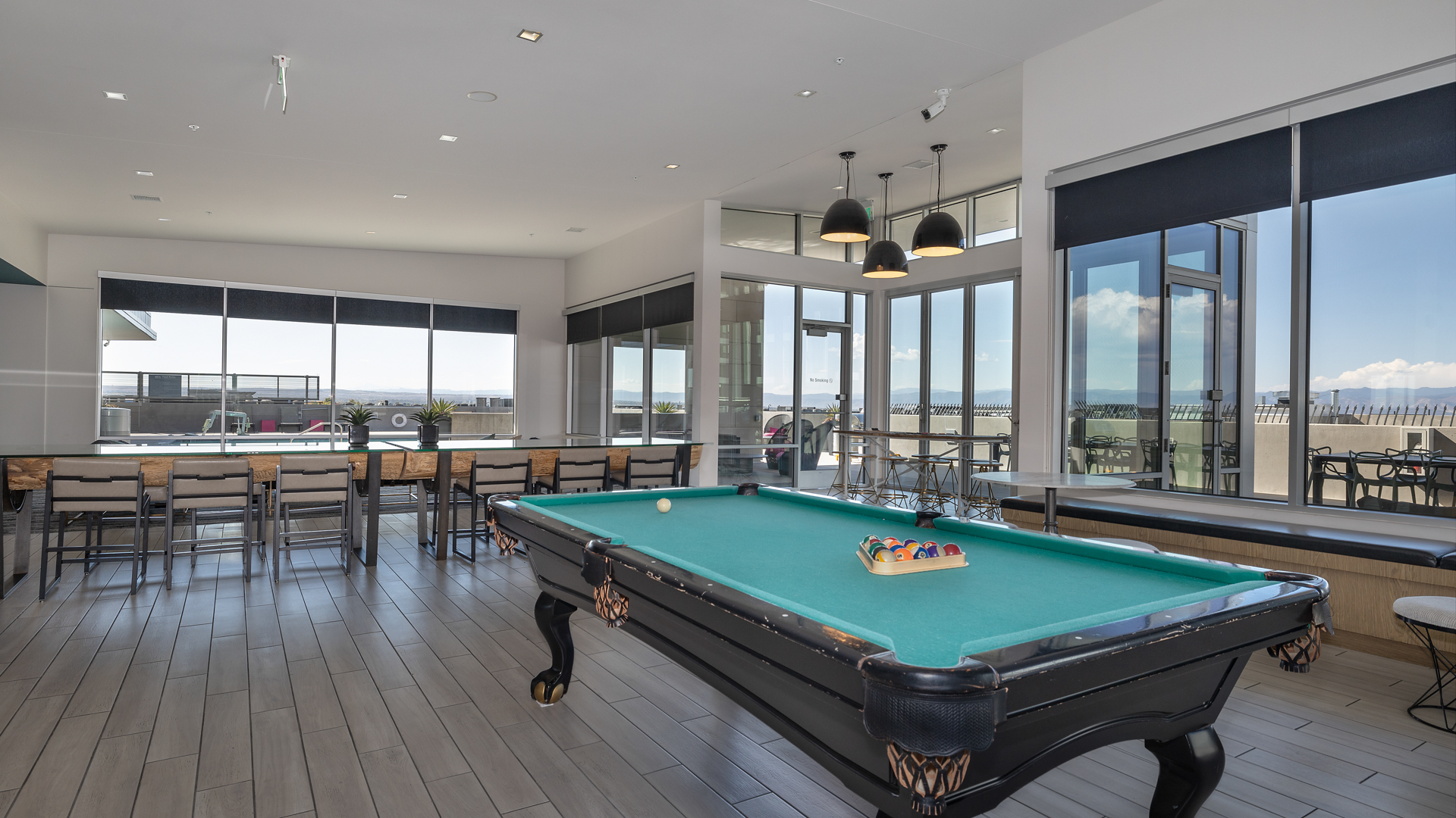 Game room at The Den Apartments