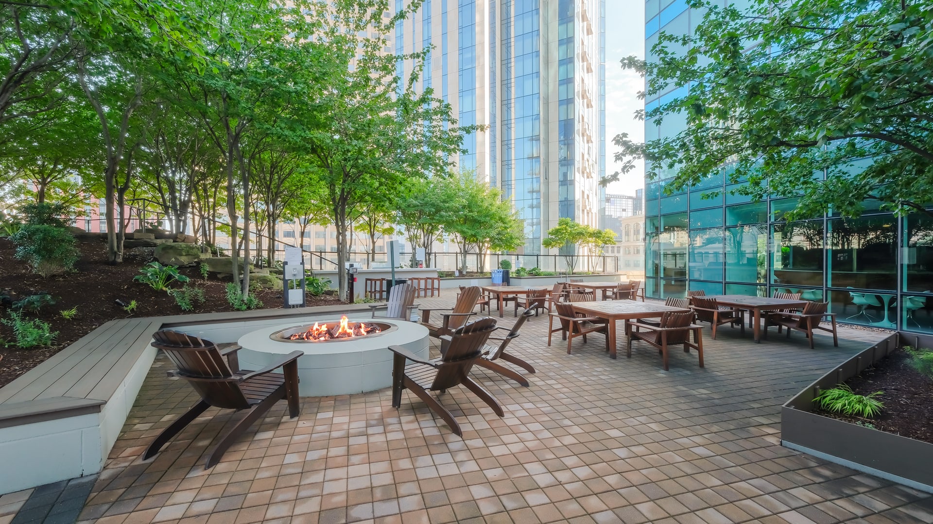 70 Greene Apartments - Outdoor Lounge with Fire Pit