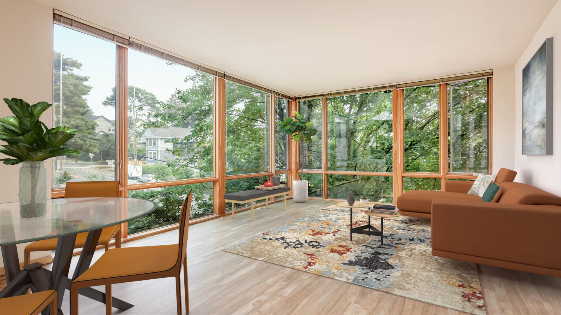 Chloe on Union Apartments - Living Room with Floor-to-Ceiling Windows