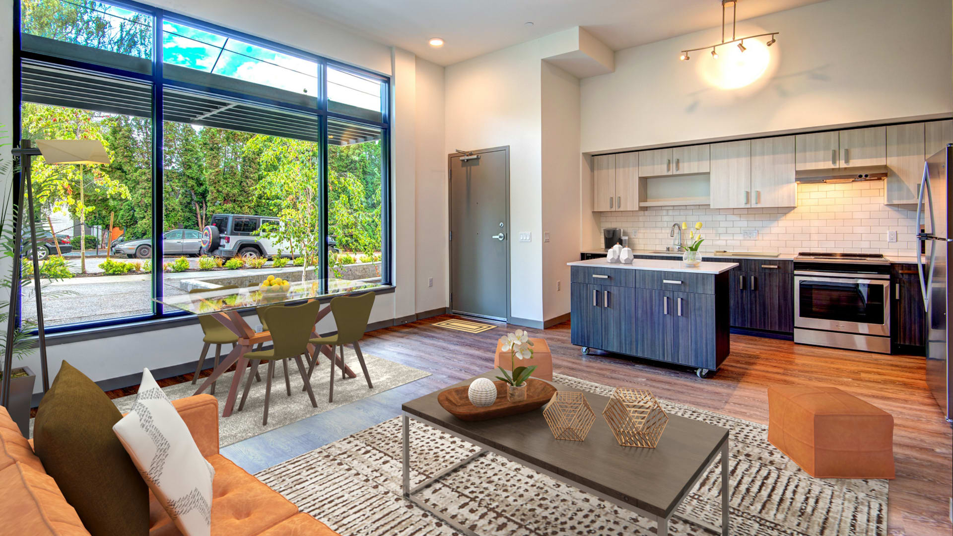 Lane Apartments - Kitchen and Living Room with Hard Surface Flooring